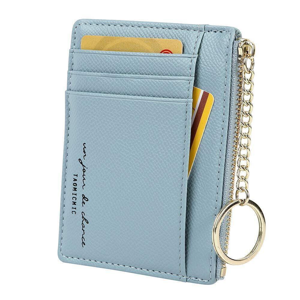 3195 8 Cards Slim Minimalist Card Holder Coin Changes Purse Keychain Front